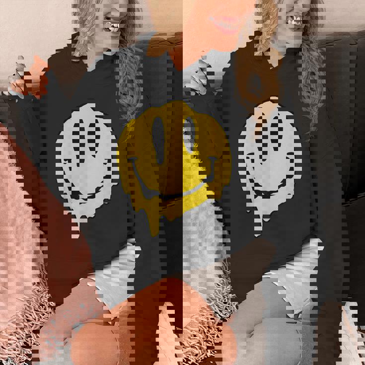 ドリッピースマイルイエロースマイルフェイスシャツ かわいい ハッピースマイルフェイス パーカー