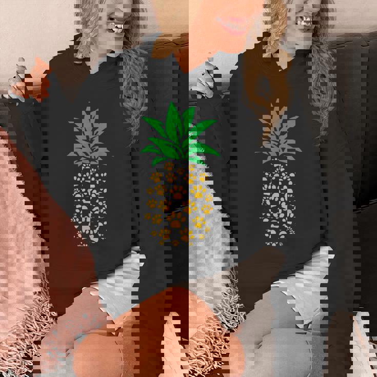 ハワイアンアイランド パイナップル 猫の肉球プリント 猫好きのギフト パーカー