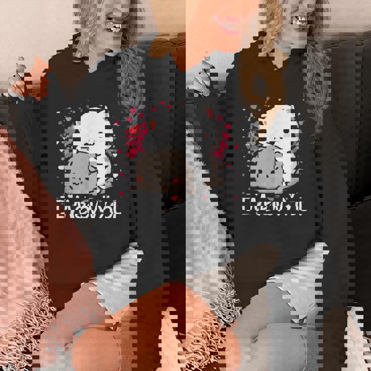 ハート バレンタイン ピーチゴマ 猫 カップル I Meow You パーカー