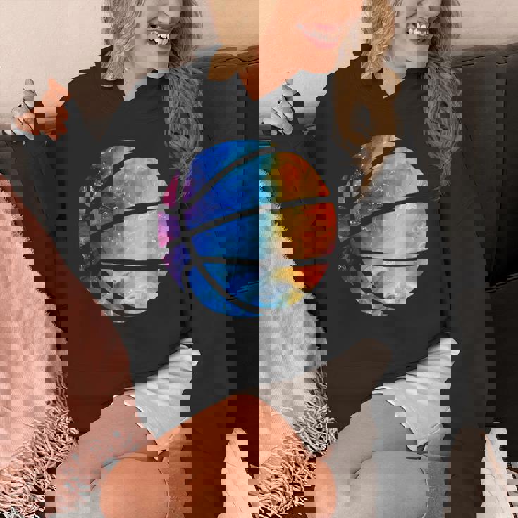 バスケットボールのシルエットカラフルな水彩画 パーカー