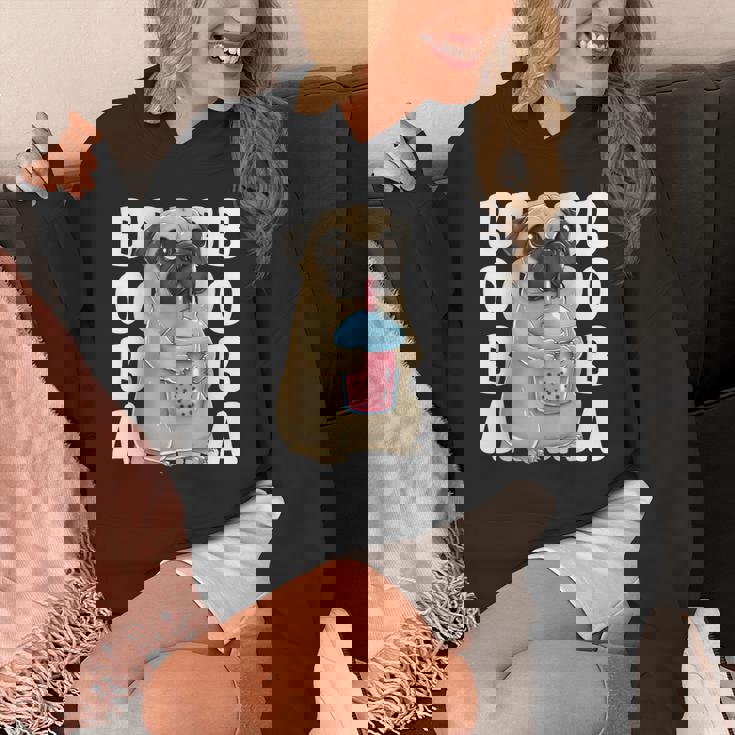 パグ 犬 カワイイ ボバ バブル ミルク ティー タピオカパール かわいい パーカー