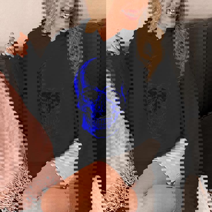 ブルー ドクロ パーカー