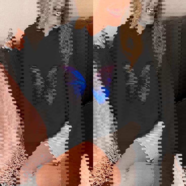 ブルー モルフォ バタフライ アートプリント パーカー