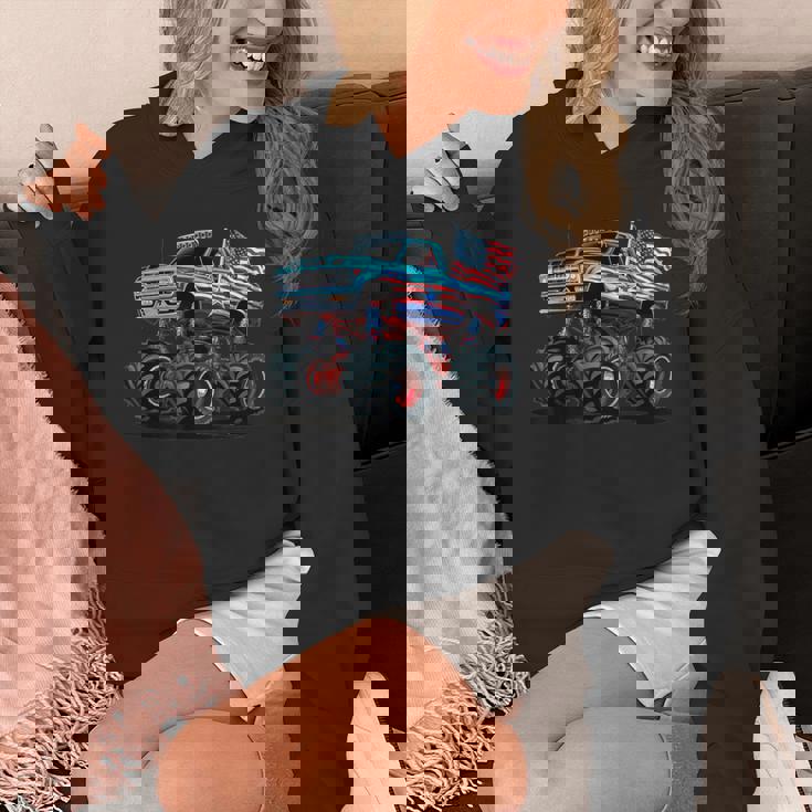 モンスタートラック 幼児用 キッズ アメリカ国旗 モンスタートラック パーカー