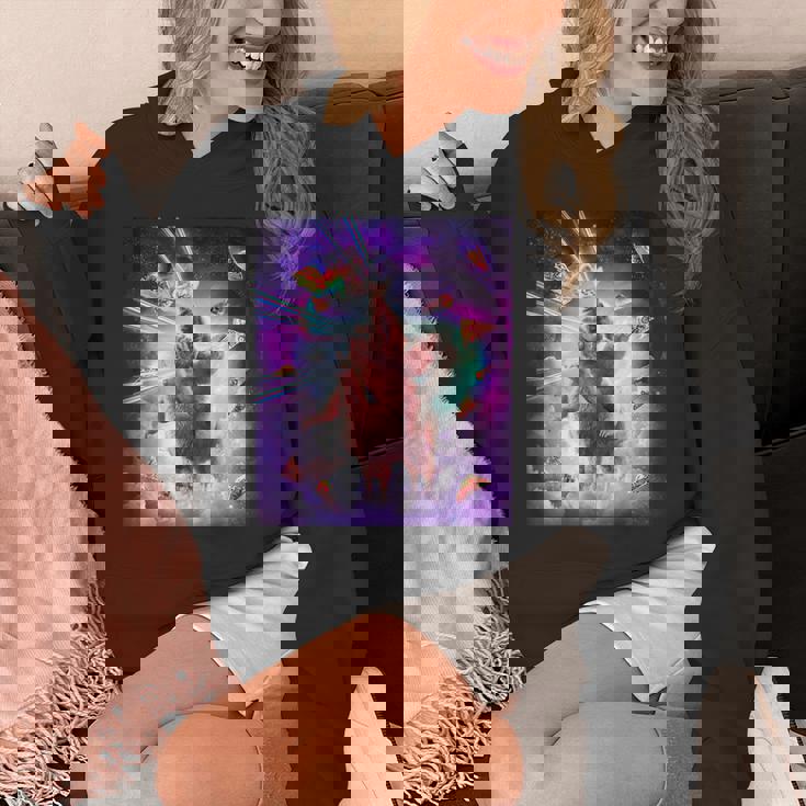 レーザーアイズスペースキャットライディングナマケモノ、ラマ-レインボー パーカー