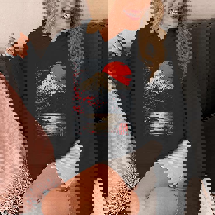 富士山と桜の至福 ヴィンテージ日本美術フュージョンtシャツ パーカー