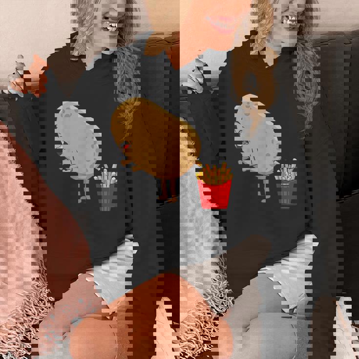 愉快なフライドポテト食べ物デザイン 男女兼用 パーカー