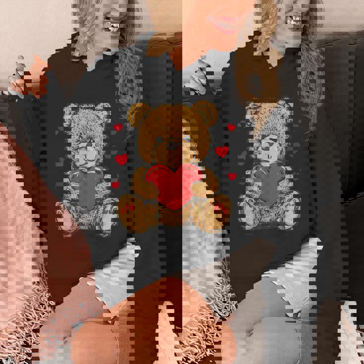 愛らしいハート付きテディベア ラブぬいぐるみ パーカー