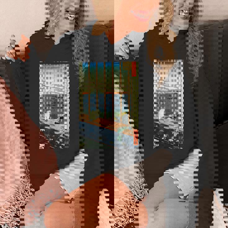 日本のヴィンテージアート 日本美術 浮世絵 日本の 多色刷 木版画 ネコ 猫 富士山 歌川 広重 パーカー