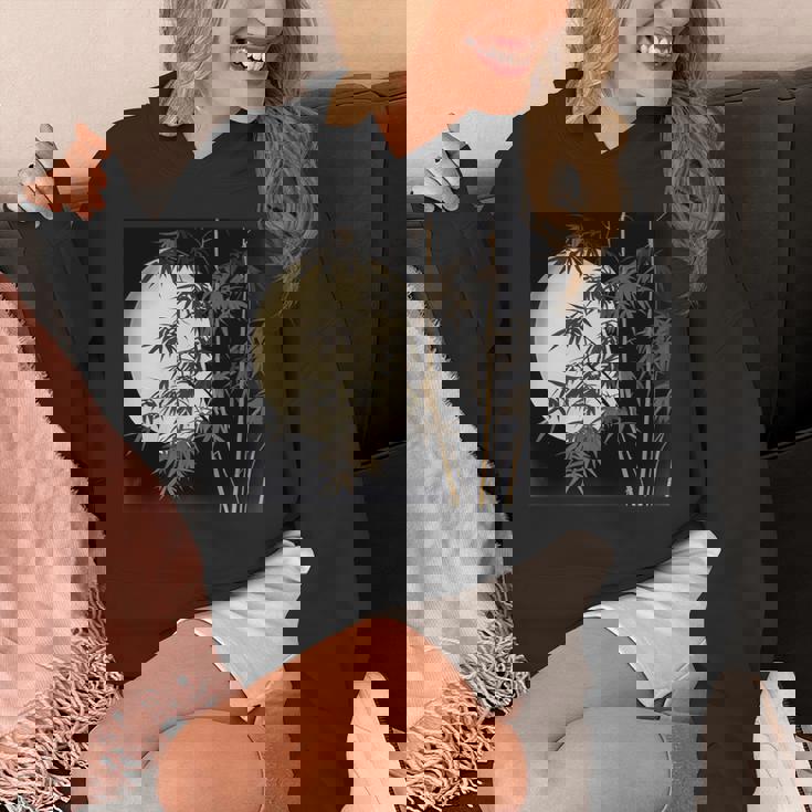 日本の竹と月 長袖tシャツ パーカー