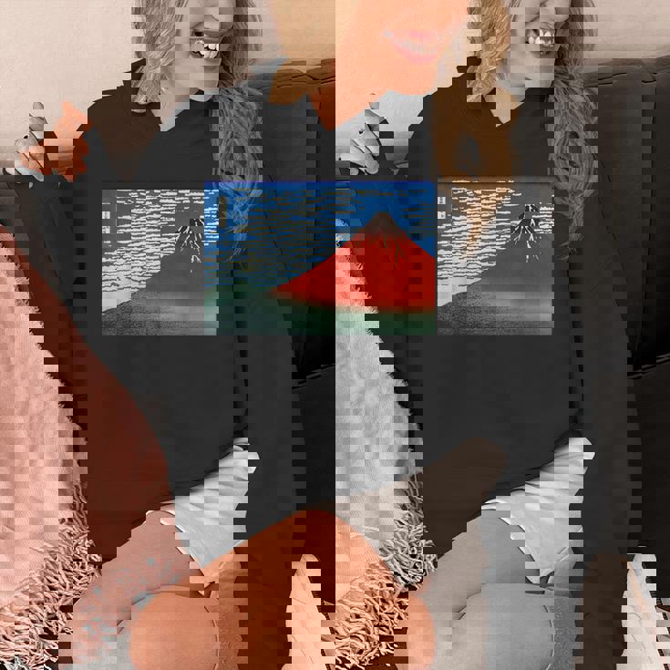 晴天の赤富士山 日本風景アートプリント パーカー