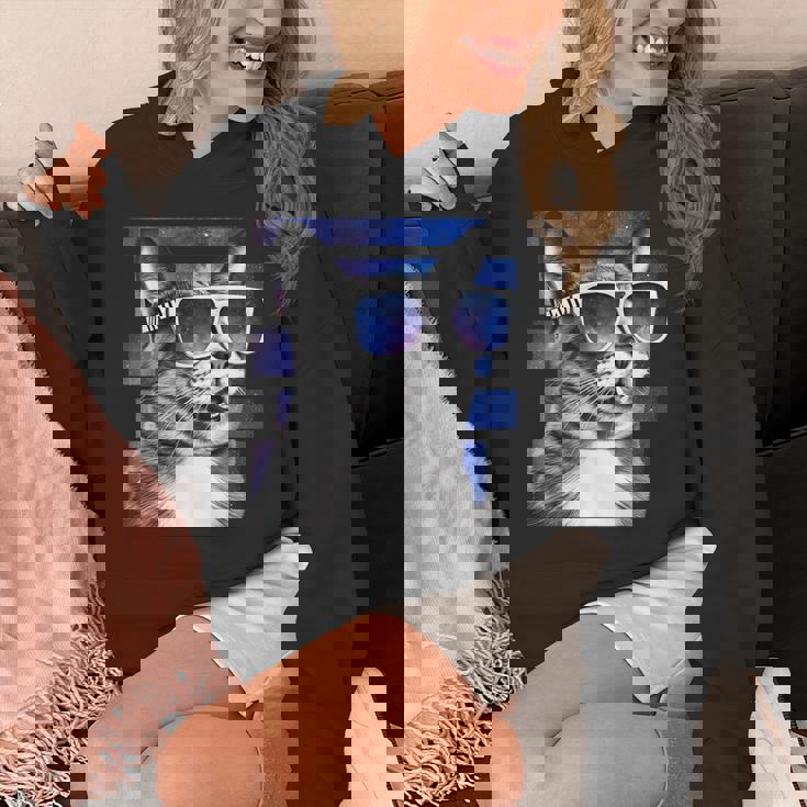 猫 宇宙 メガネ ギャラクシー サングラス おもしろい 猫 ミーム Hoodie
