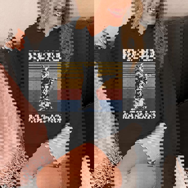 猫ビンテージpewpewpewマダファカス猫クレイジーピュー パーカー