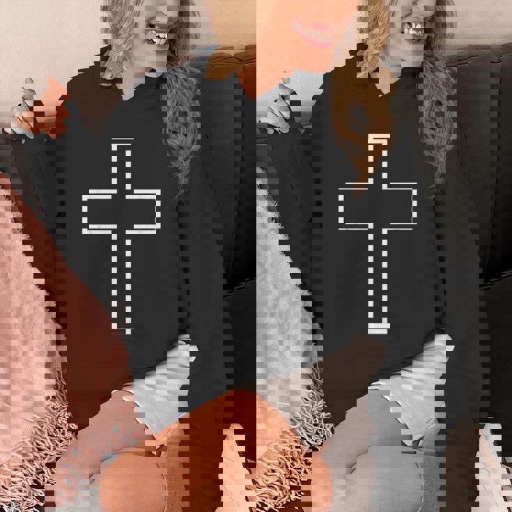 白い十字の記号の輪郭の服の設計聖十字架 Hoodie