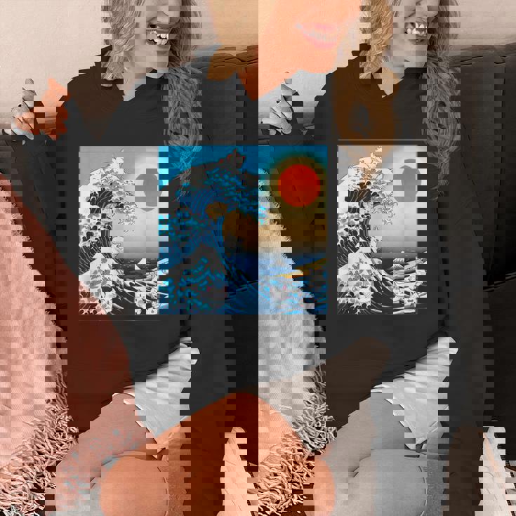 面白いtシャツ 猫 ネコ 浮世絵 海 メンズ 猫好き グッズ おもしろ 面白い 服 ネタ にゃんこ 猫の下僕 パーカー