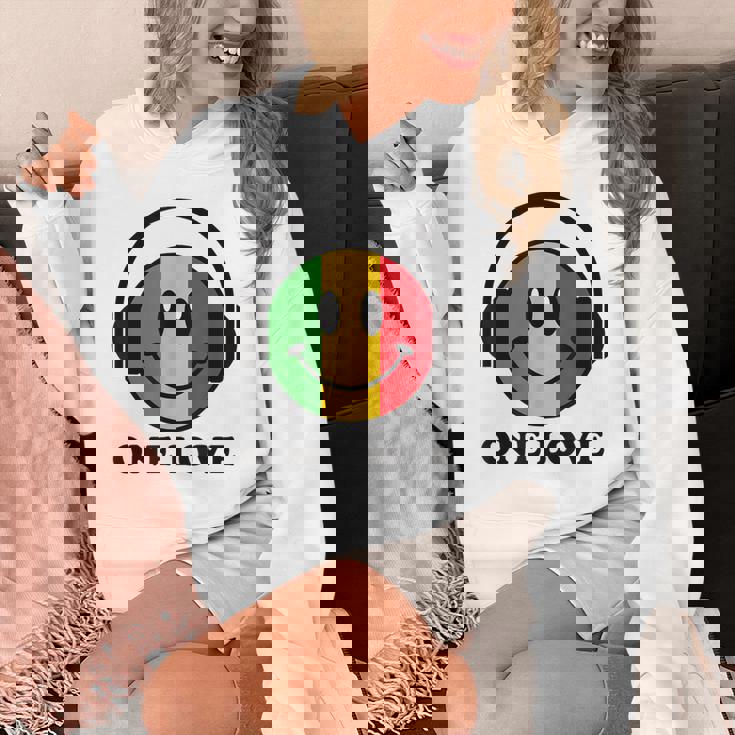 One Love ラスタ レゲエ 音楽 ヘッドホン スマイルフェイス ラスタファリ パーカー