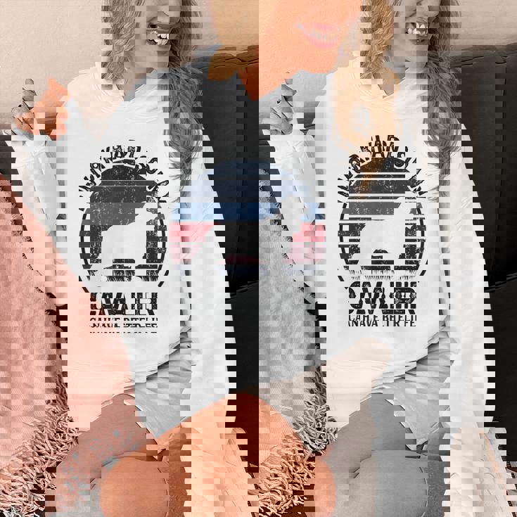 Work Hardo Dog Have Life 面白いレトロキャバリア Hoodie