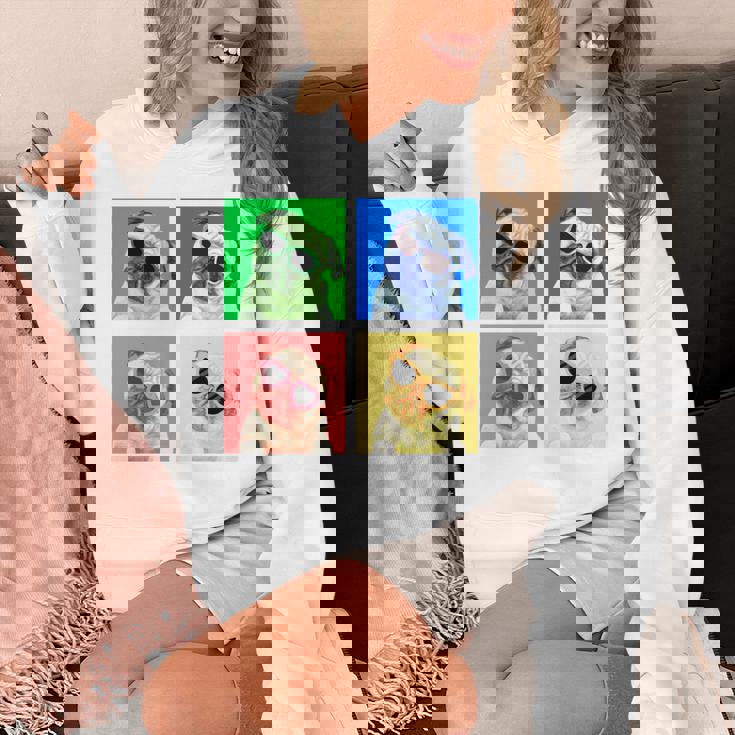 パグ 面白いtシャツ 犬 かわいい メンズ 子供 おもしろ 服 雑貨 グッズ ネタ わんこ イヌ 黒パグ 長袖tシャツ Hoodie