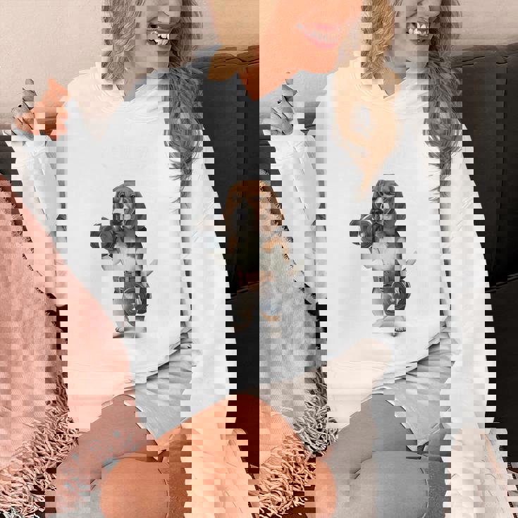 ビーグル 犬 ダンベル 筋トレ 筋肉 ワークアウト ジム パーカー