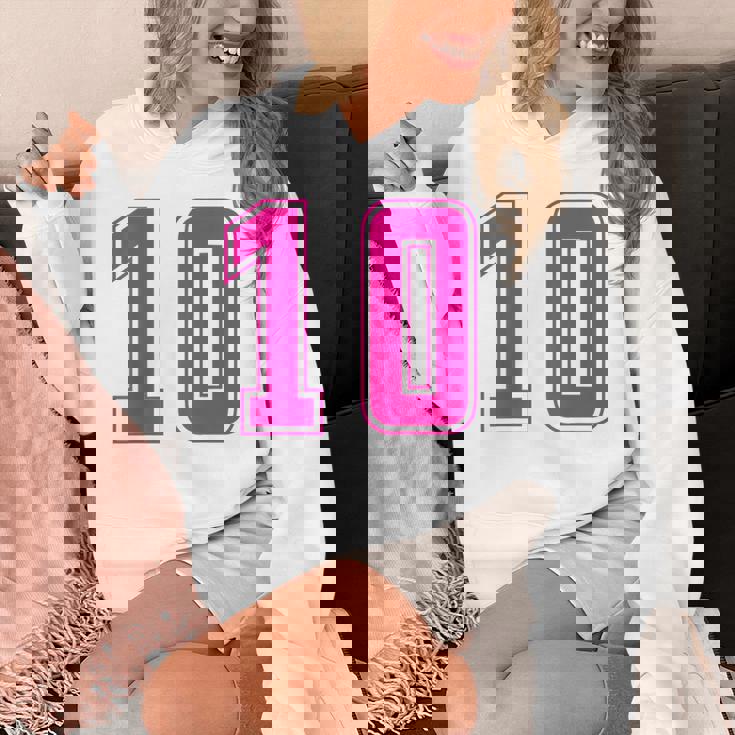 ピンク色背番号 10 チーム短大スポーツピンク色背番号付きユニフォーム パーカー