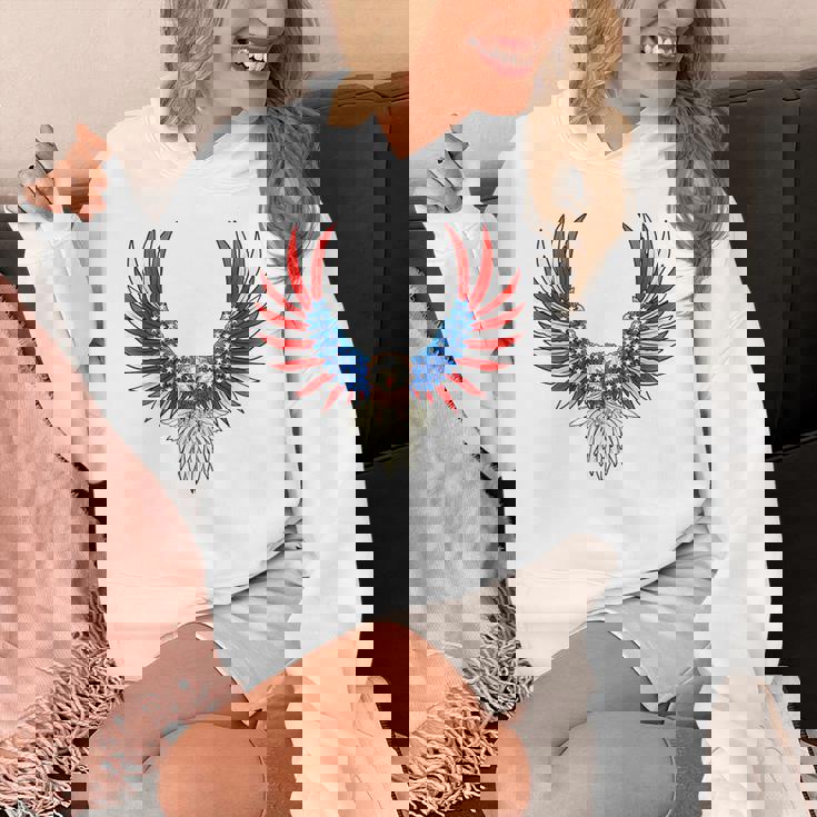 愛国的なアメリカ国旗イーグル 7月4日 バックプリント アメリカン パーカー