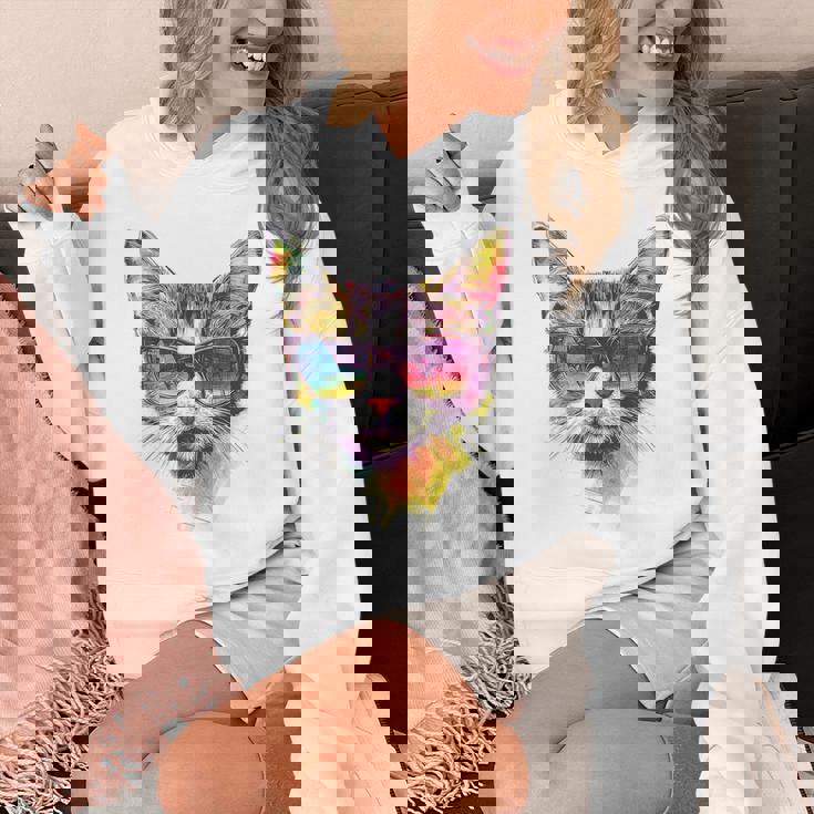 猫 動物 抽象 モチーフ サングラス イラスト アート ネコ パーカー