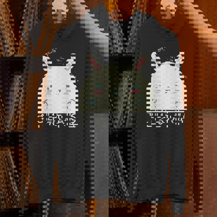 Annyeonghaseyo 笑うかわいいウサギ ハングル 韓国語アルファベット パーカー