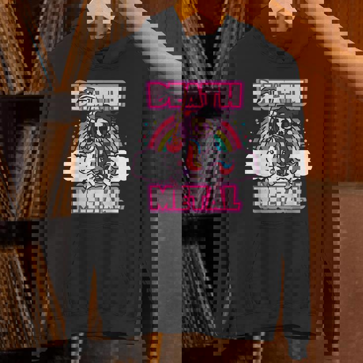 Death Metal Grim Reaper ピンクユニコーン ファニーヘビーメタル パーカー
