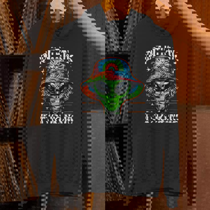 Don't Panic It's Organic Alien Ufo 面白いプリント パーカー