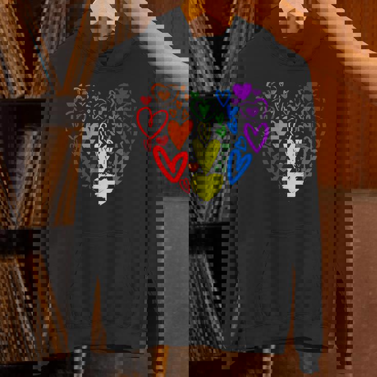 Lgbtq レインボーフラッグハート Lgbtqia バレンタインデー プライドムーン Hoodie