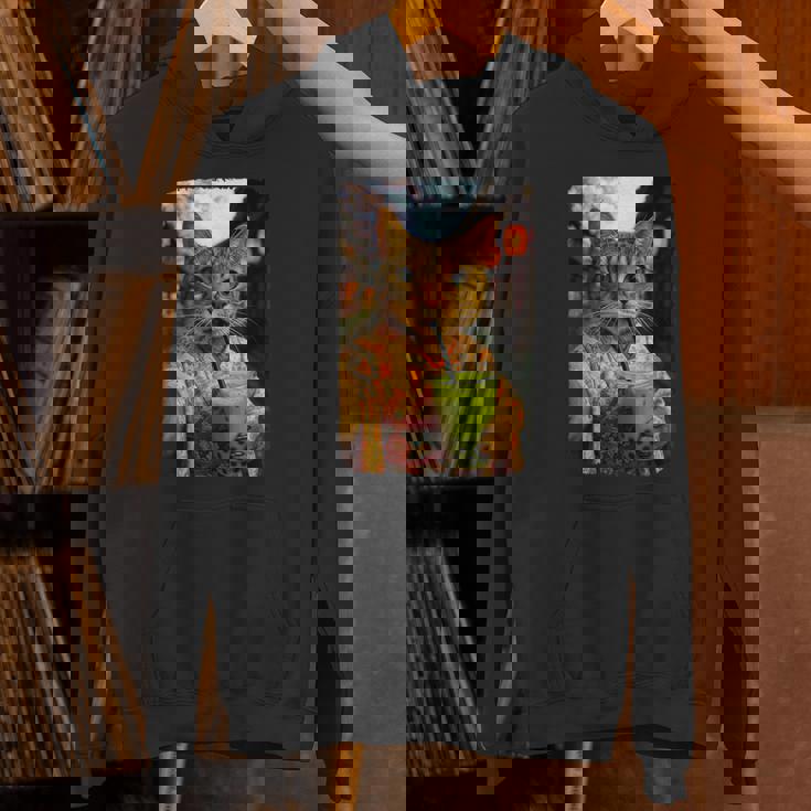 かわいい着物猫 自撮り 抹茶 バブルティー パーカー