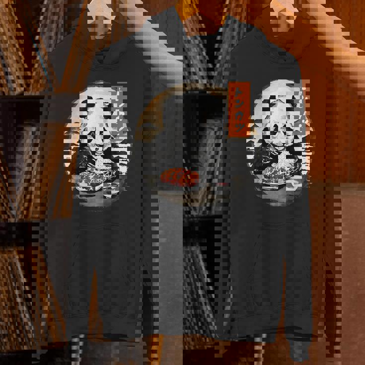 とんかつ パンダ 水墨画 日本食 日本語 おもしろ レトロ 和風 動物 パーカー