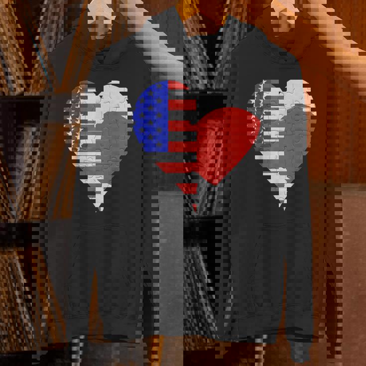 アメリカ日本国旗ハート パーカー