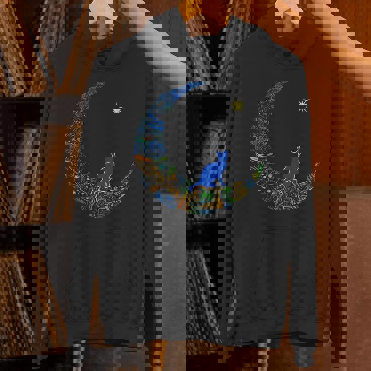 カラフルな曼荼羅三日月と猫と星 パーカー