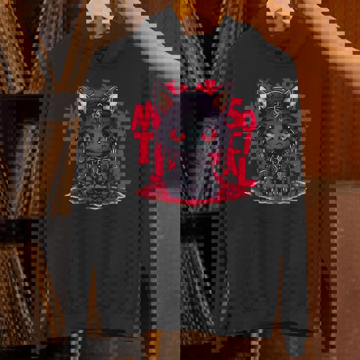 カワイイアニメ ゴシックキャット 反社会的 内向性 メンヘラ パーカー