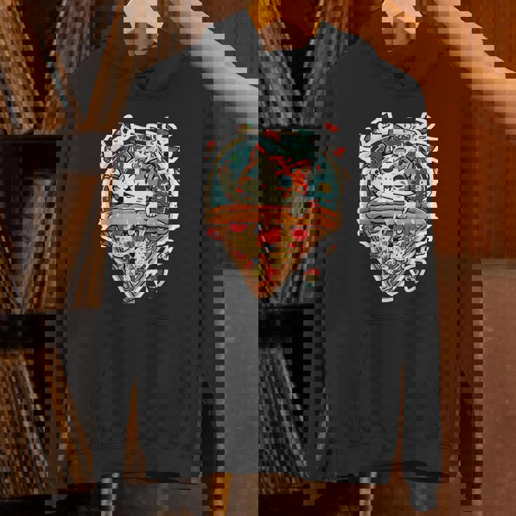 クレイジー ペパロニ ピザ キャット カルツォーネ トラ猫 ファーストフードの子猫 パーカー