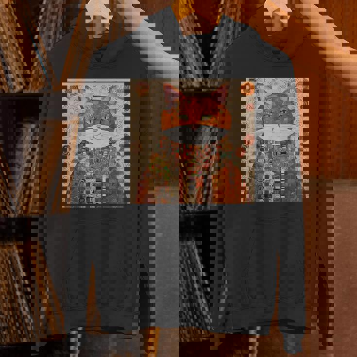 グスタフ・クリムト 幾何学模様の猫 パーカー