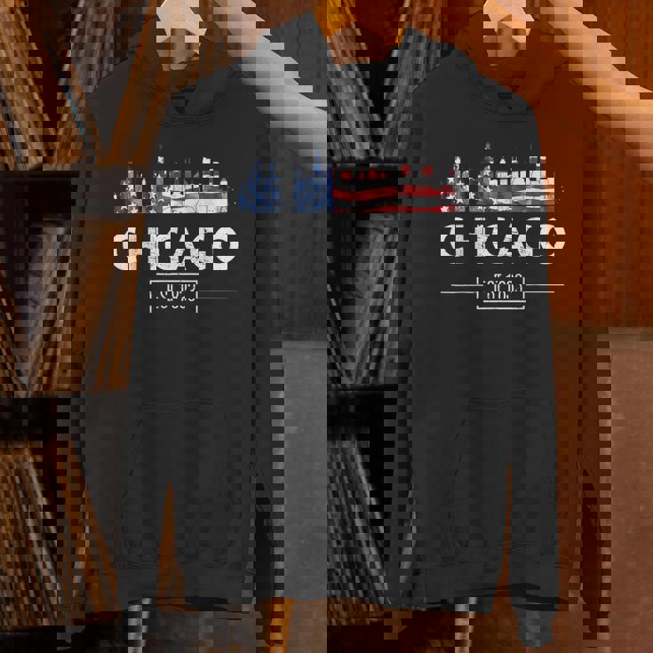シカゴ 7月4日 アメリカ国旗 愛国的お土産 Hoodie