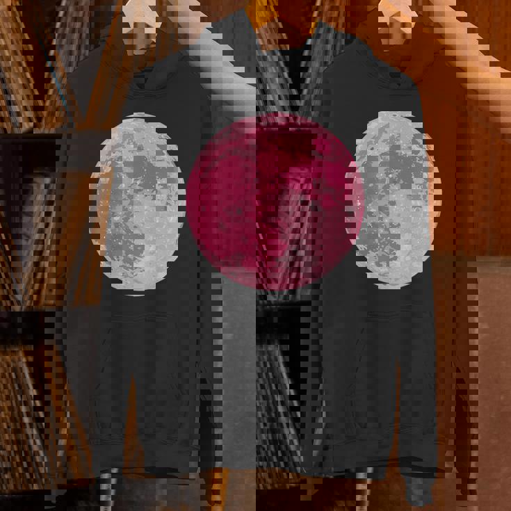 ストロベリームーンデザイン 満月 かわいいピンクムーン パーカー