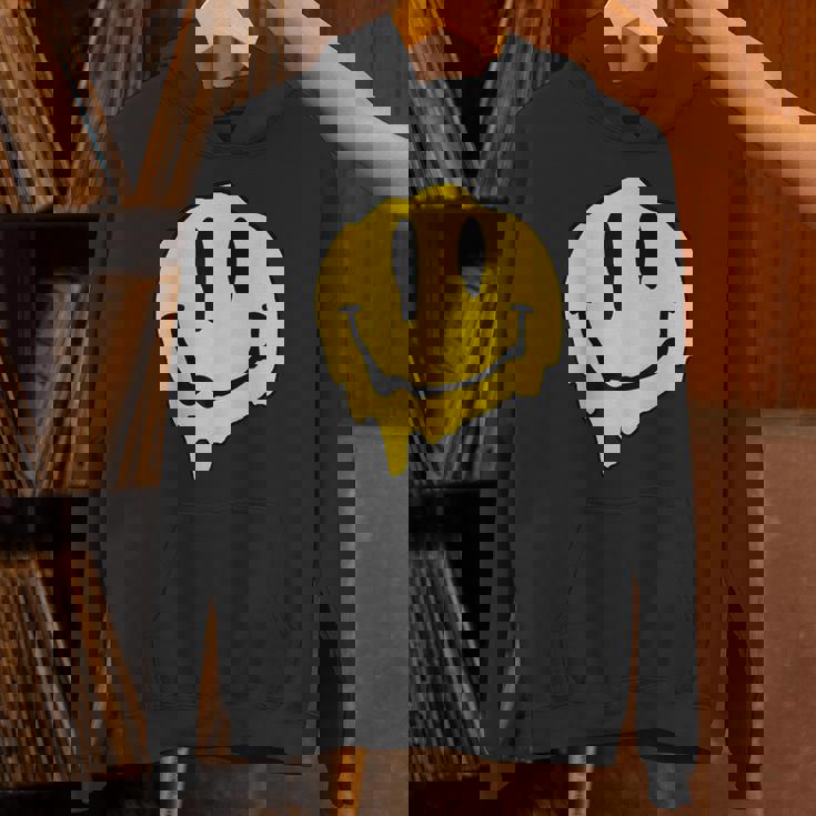 ドリッピースマイルイエロースマイルフェイスシャツ かわいい ハッピースマイルフェイス パーカー