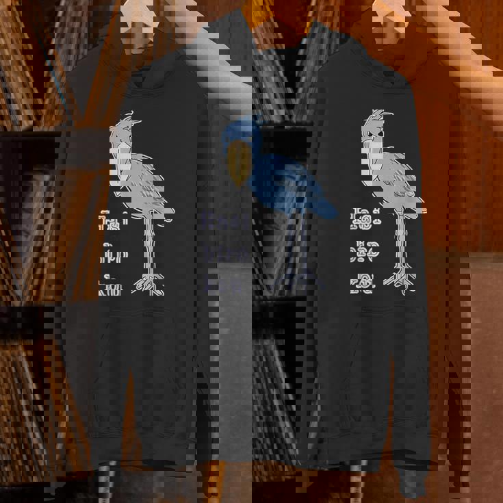 ハシビロコウさん 『セルフィー』青い鳥【どうぶつフレンズ 】ゆるくて かわいい 動物園の生き物 イラスト パーカー