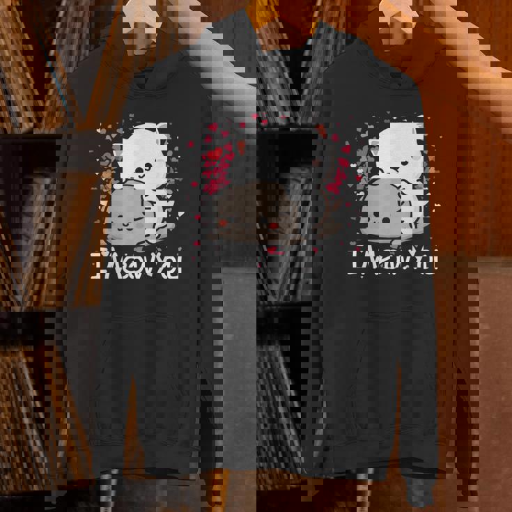 ハート バレンタイン ピーチゴマ 猫 カップル I Meow You パーカー