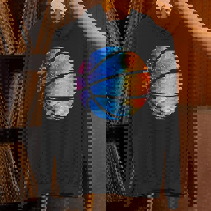 バスケットボールのシルエットカラフルな水彩画 パーカー