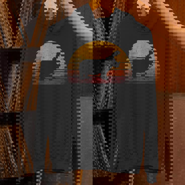 ビンテージ カバ デザイン レトロな日没カバ パーカー