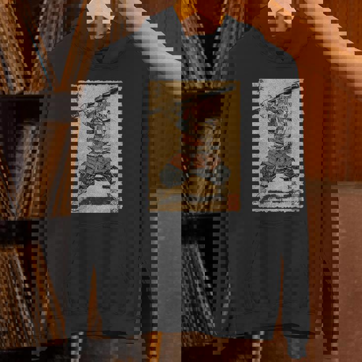 ビンテージアニメ 日本美術 野球選手の侍猫 長袖tシャツ パーカー