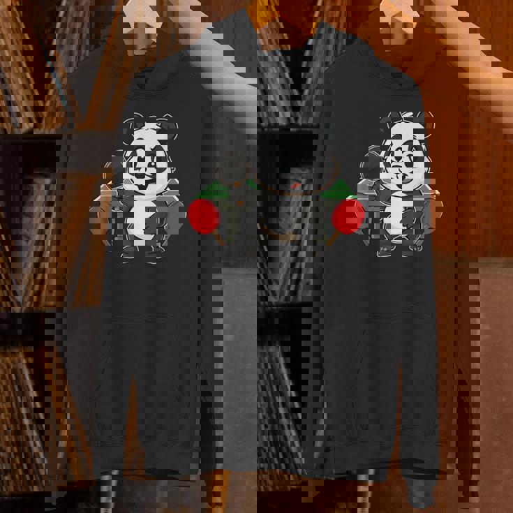 ピンポン卓球をするかわいいパンダ パーカー