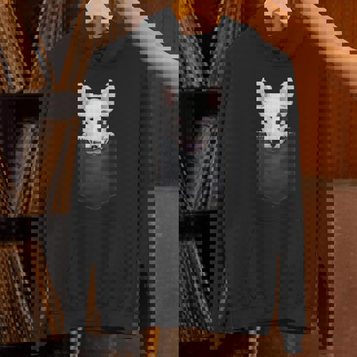 ブルテリア 胸ポケットにブラックアイパッチ付き パーカー