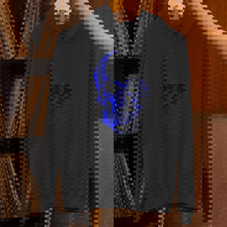 ブルー ドクロ パーカー