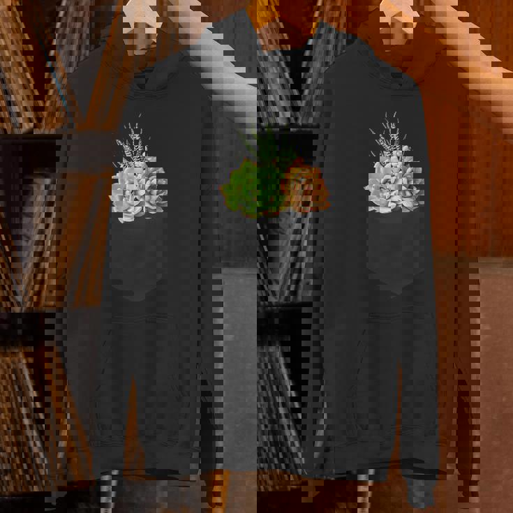 ポケットに入った多肉植物、胸にエケベリアセダム Hoodie