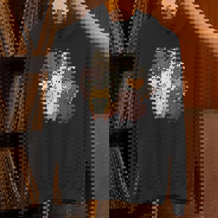 ポメラニアン ドッグ グループ かわいい ペット ブラック ホワイト チョコレート ポンポン Hoodie